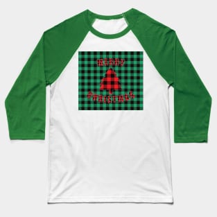 Merry Christmas Buffalo Plaids Baseball T-Shirt